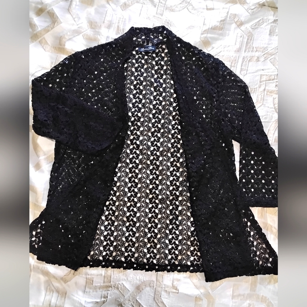 Brittany black mesh cover-up shirt